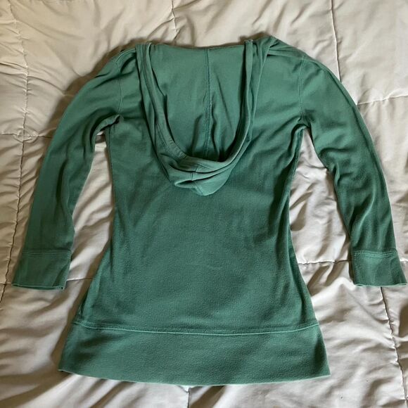 Vintage Y2K Turquoise Henley Hoodie with Pocket from Personal Identity (size S) - Picture 2 of 6